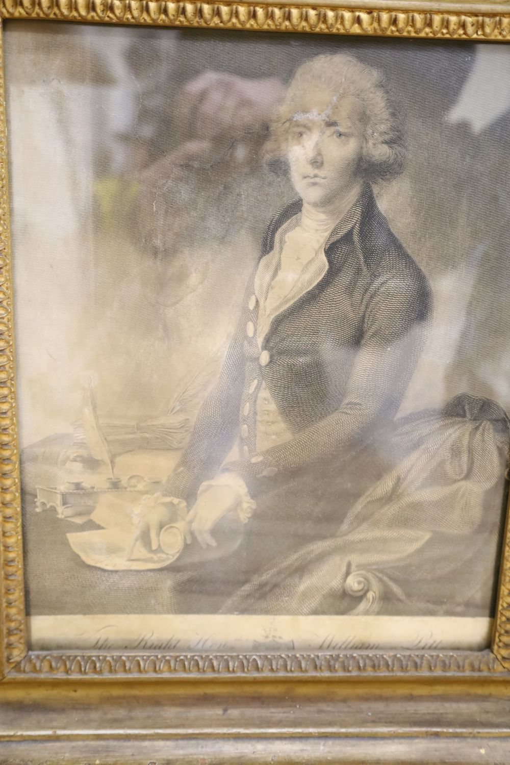 Six assorted antique engravings, Portraits of William Pitt, Oliver Cromwell, Robert Lloyd Raymond, Prince George of Denmark, Sir